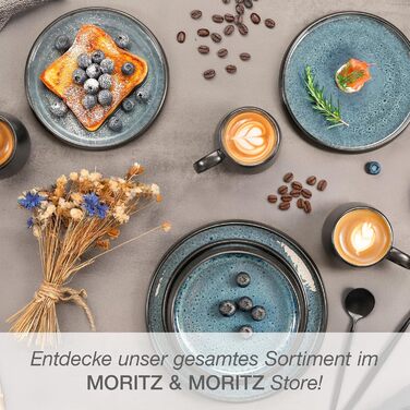 Набір чашок Moritz & Moritz SOLID 6 шт. Чорний/Синій - 400 мл, з кераміки, для кави, чаю, мікрохвильової печі, посудомийної машини