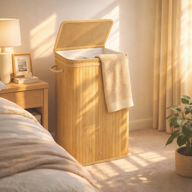 Вузький складаний кошик для білизни з бамбука, органайзер для прання, 72 л