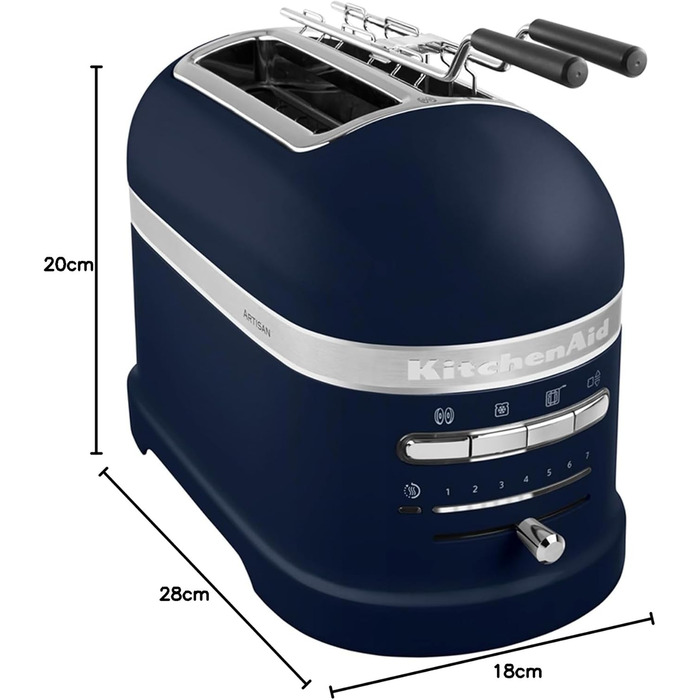 KitchenAid 2-Slice Toaster with Sandwich Wrench | Artisan | Retro Toast Machine | Various Functions and Browning Levels | Ink Blue Ink Blue