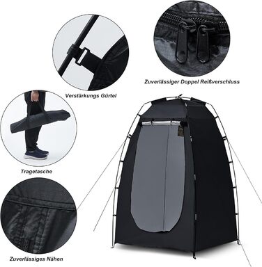 CLIPOP Pop-Up Tent - Waterproof, Lightweight, 1-Layer Spring Camping Tent - Easy Setup for Beach, Hiking, Festival, Outdoor - Black