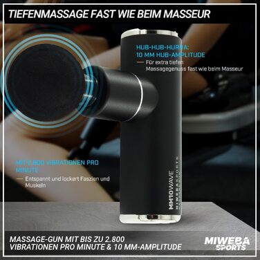 Масажер для м'язів Miweba MM200 | Масажна пістолета з LCD-дисплеєм та 6 насадками