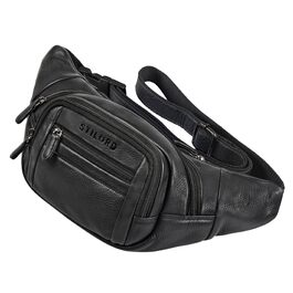 STILORD 'Dublin' Чоловіча поясна сумка з екошкіри великого розміру з багатьма відділеннями, водовідштовхуюча, захист від крадіжки. Чоловіча сумка на пояс XXL з екошкіри для подорожей, фестивалів, піших прогулянок, чорного кольору.