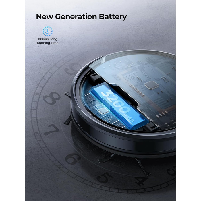 Робот-пилосос з функцією миття, 4500Pa, 3-в-1, сумісний з Alexa, 180 хв роботи, для шерсті тварин, килимів, твердих підлог