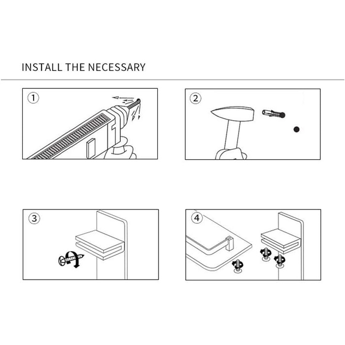 Modern Bathroom Shelf Made of Tempered Glass with 3 Tiers, Wall Mount, Storage Shelf for Bathroom and Kitchen (60 cm)