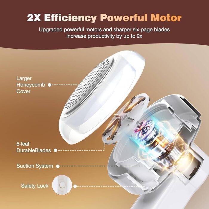 Електричний видальник ворсу для одягу з 3 лезами, портативний, USB, для тканини, ковдр, светрів (білий)