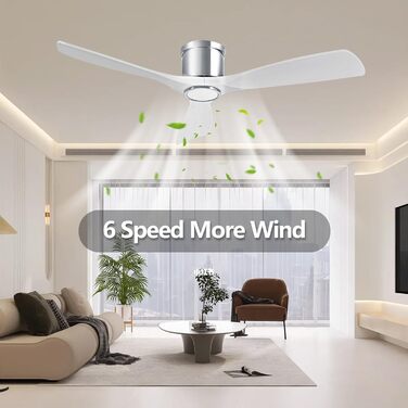 Стеляний вентилятор з підсвічуванням та пультом керування, 132 см, білий матовий, DC-двигун, сумісний з Alexa/Google Home