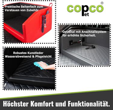 Захист для багажника авто з підкладкою для собак, 70x55x38 см, з кишенею, водовідштовхувальний, червоно-чорний