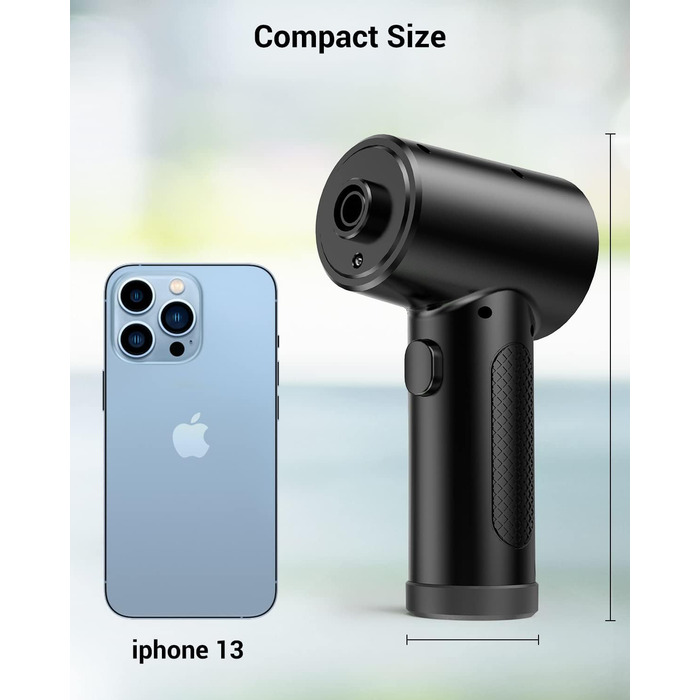 Електричний пилосос для повітря з HD-дисплеєм - Air Duster 200000 RPM з LED-підсвічуванням, міні-фен з акумулятором, спрей стисненого повітря для чищення ПК, повітряний пилосос для клавіатури, дому, вулиці, авто, W06 (чорний)