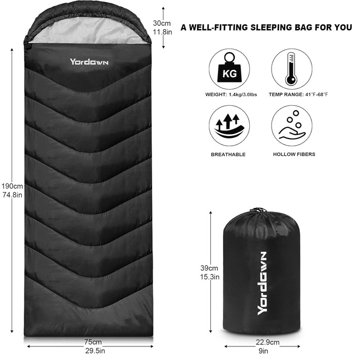 Спальний мішок для кемпінгу Outdoor, літо/зима, 3-4 сезони, дорослий/дитячий, ультралегкий, водонепроникний, чорний