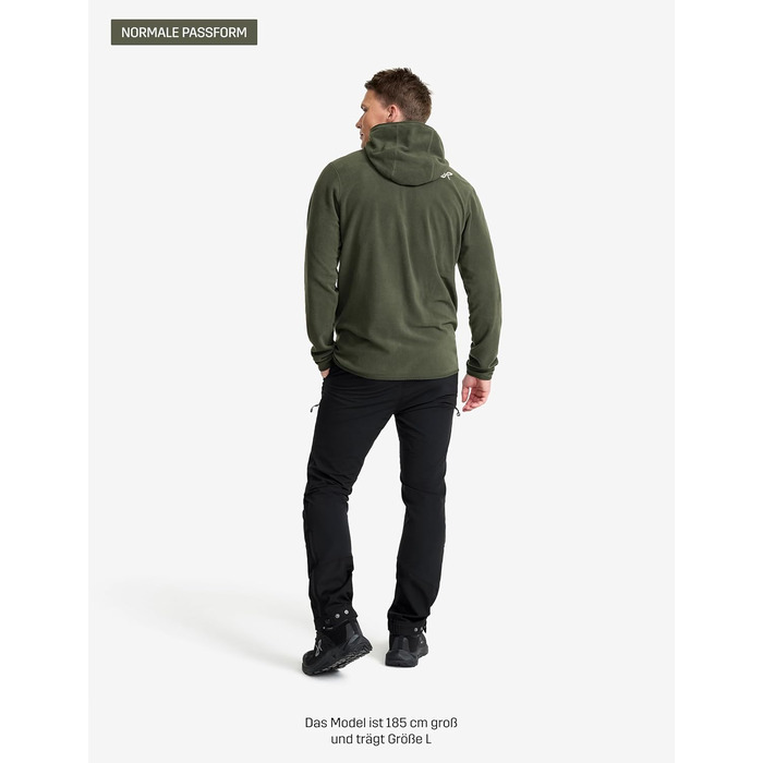 Флісова худі RevolutionRace Hiker для чоловіків, легка та еластична, чорна (S, Kambaba green)