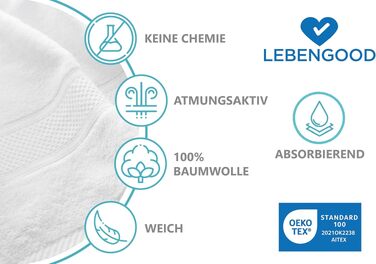 Набір рушників LEBENGOOD 10 предметів, 100% бавовна, Oeko-TEX, білий (2 банні рушники, 4 рушники для рук, 4 рукавички для вмивання)