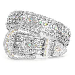 Жіночий шкіряний ремінь JasGood з камінням, стиль вестерн, ковбойський, з заклепками, сріблястий, 115 см (підходить для розміру штанів 81-95 см)