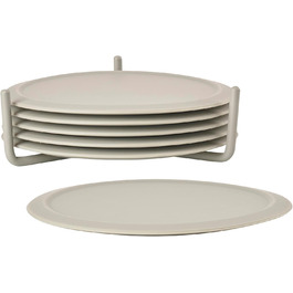 Zone Denmark Singles Silicone Coasters, Coasters for Glasses, Cups, Cocktail Glasses, Diameter 10 cm, Height 3.1 cm, 6 Pieces, including Holder, (10cm, Mud)