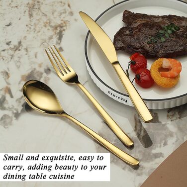 Gold Cutlery Set - 60-Piece Service for 12 People, Gold-Colored Titanium Stainless Steel Cutlery Set, Gold Spoons, Forks, and Knives Set for Home, Wedding, Restaurant, Hotel, Dishwasher-Safe