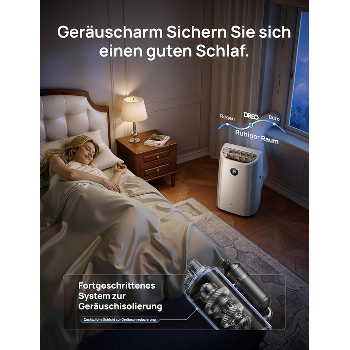 Портативний кондиціонер DREO 10000 BTU з охолодженням без дренажу, керуванням через додаток/голос/пульт, таймером 24 год та функцією вентилятора та осушувача повітря, AC515S