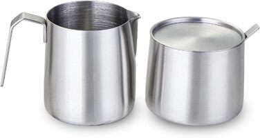 Stainless Steel 304 Creamer and Sugar Bowl Set with Spoon, Coffee Serving, Silver