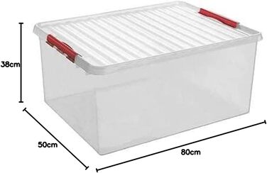 Sunware Q-Line Box - 120 Liter - 80 x 50 x 38cm - transparent/red 83300605