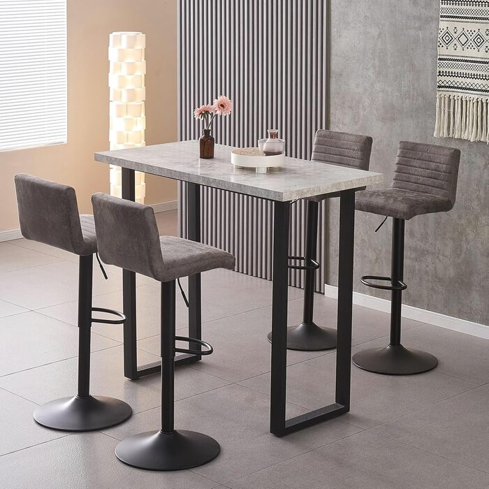 JYMTOM Adjustable Bar Stools Set - Velvet Padded Swivel Counter Stools for Bar, Kitchen, Bistro, Cafe & Dining Room (Set of 4, Grey)