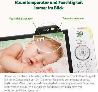 Відеоняня LeapFrog LF2513 без Wi-Fi з IPS екраном 2.8 дюйма, поворотна, з нічним баченням, датчиком температури, радіусом дії 300 метрів та тривалістю роботи батареї 12 годин