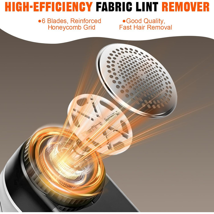 Електричний видалення ворсу 2000mAh, портативний USB-C, з LED-дисплеєм, 3 режими, 6-клинковий насадка, для одягу, килимів, светрів та диванів