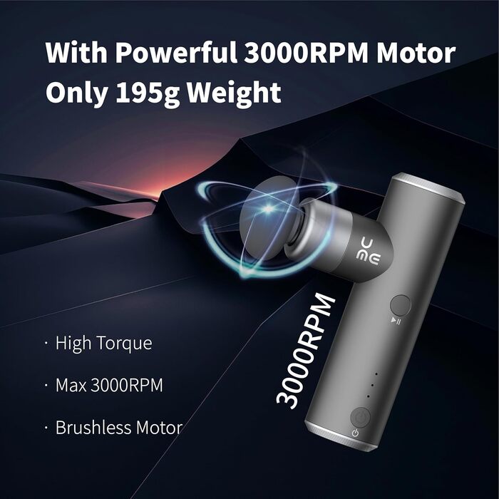 Масажер Breo S1 Mini: портативний, тихий, з 4 насадками, USB-C, чорний