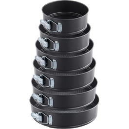 Набір форм для випічки FUNSUEI 6 шт. (18-28 см), круглі, чорні, з антипригарним покриттям та знімним дном