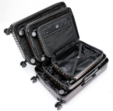 Валіза-набір 3шт з TSA-замком, розширювана, телескопічна ручка, жорсткий корпус (Кофе)