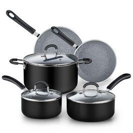 Набір антипригарного посуду Cook N Home з мармуровим покриттям, 8 предметів