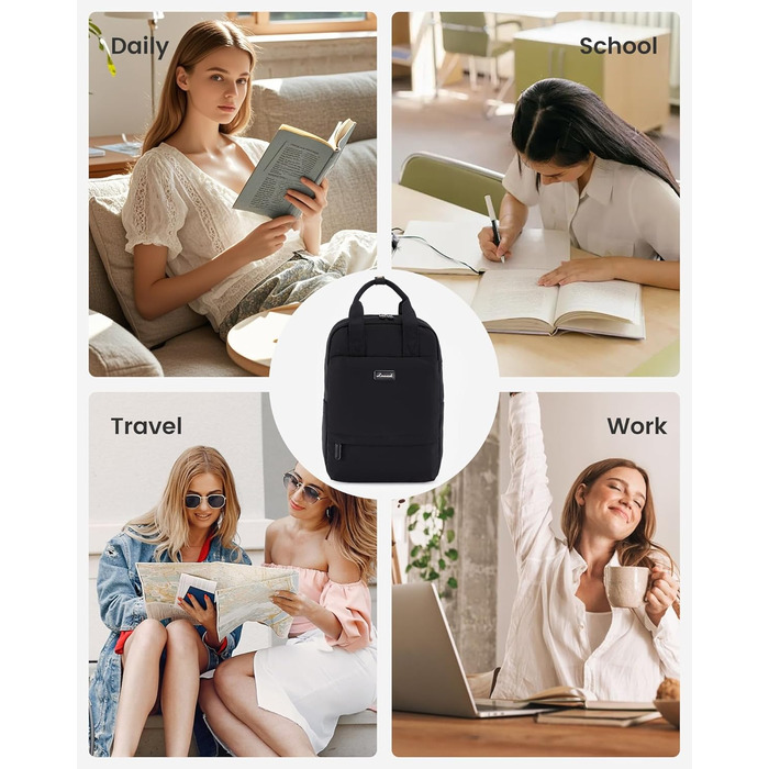 LOVEVOOK Рюкзак для ноутбука, 15.6 дюймів, жіночий, для школи/університету, подорожей, чорний