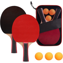 Набір для пінг-понгу JurciCat: 2 ракетки, 3 м'ячі, сумка. Підходить для гри в приміщенні та на вулиці. Довга ручка.