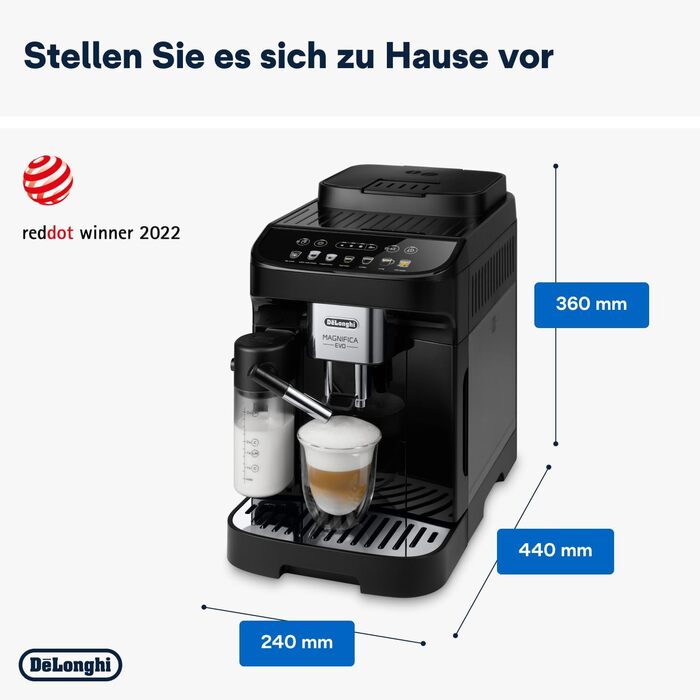 Кавомашина De'Longhi Magnifica Evo ECAM 292.81.B з LatteCrema, 7 прямих кнопок, 2-купові, чорна
