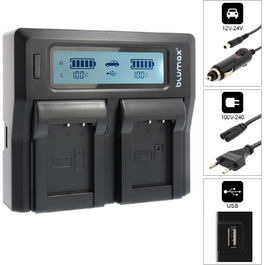 Зарядний пристрій Blumax NP-BX1 Dual Charger для акумуляторів камер | LCD дисплей, зарядка 2 акумулятори одночасно