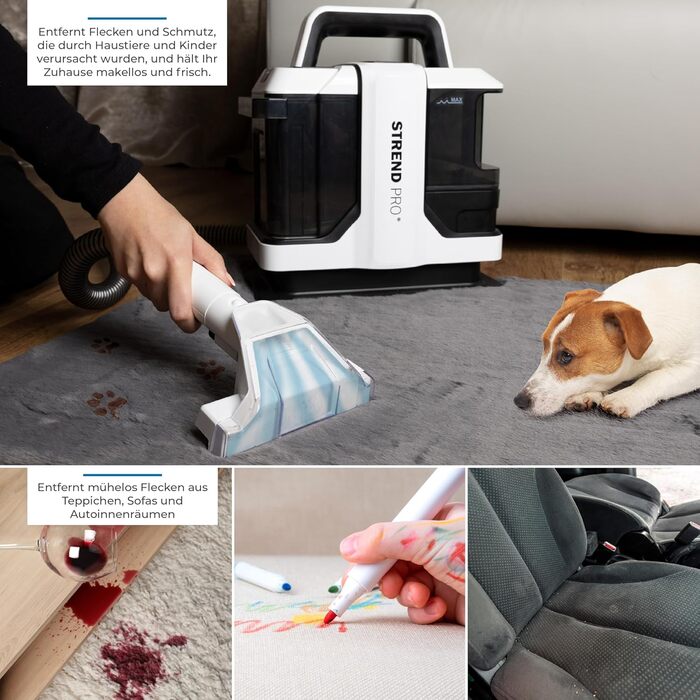 STREND PRO - мийний пилосос для м'яких меблів та килимів, 450W | Для видалення плям та вологого прибирання | 2 насадки | Мийний пилосос для диванів та килимів