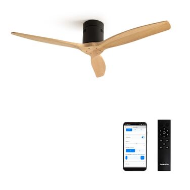 Вентилятор стельовий WINDCALM M/ з Wi-Fi та пультом, Ø132 см, 40W, DC-двигун, тихий, таймер 1-4 год, літньо-зимовий режим (декоративне дерево), без освітлення