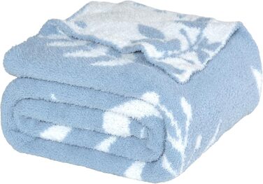 М'яка в'язана декоративна ковдра Jooja Bouclé, 127x152 см, блакитно-сірий (60x80, Leaf Dusty Blue)