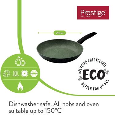 Сковорода Prestige Eco з антипригарним покриттям на рослинній основі, 28 см, для індукційних плит, PFOA-free, екологічна
