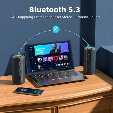 Ortizan X8Pro 40W Bluetooth колонка з мікрофоном, RGB підсвічуванням, водонепроникна IPX7, 30 годин програвання - Navy