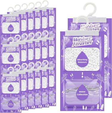 Boadw 20x230G Hanging Air Dehumidifier with Fragrance, Closet Moisture Absorber for Basements, Bedrooms, Bathrooms, Against Moisture Anti-Mold Deodorizing Drying Bag – Lavender