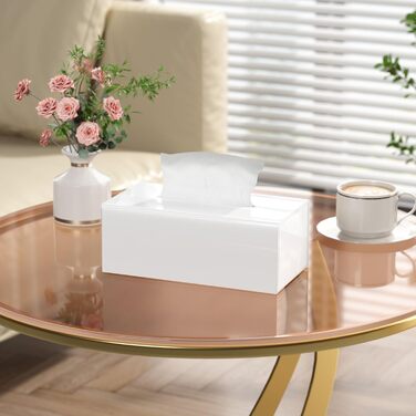 AITEE Acrylic Cosmetic Tissue Box: 25x13x9 cm White Tissue Box with Magnetic Cover for Dining Room, Bathroom, Bedroom, Office, Coffee Table, Car