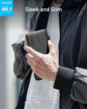 Powerbank Anker 325, 20000mAh, USB-C, PowerIQ, сумісний з iPhone, Samsung Galaxy, iPad