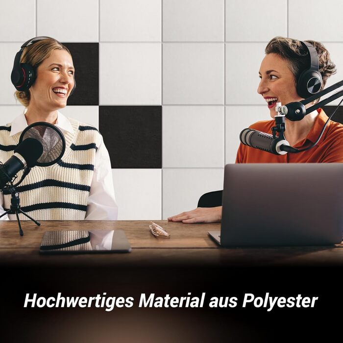 Акустичні панелі TONOR самоклеючі, квадратні 30x30x0.9 см, шумоізоляційні плити з поліестеру високої щільності для стін, стелі та дверей, 36 шт, білі