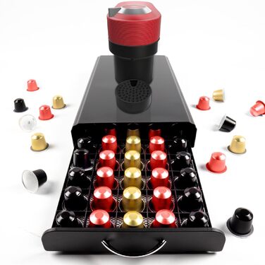 Тримач для капсул Nespresso Gadgy - органайзер для 50 капсул, нержавіюча сталь, чорний