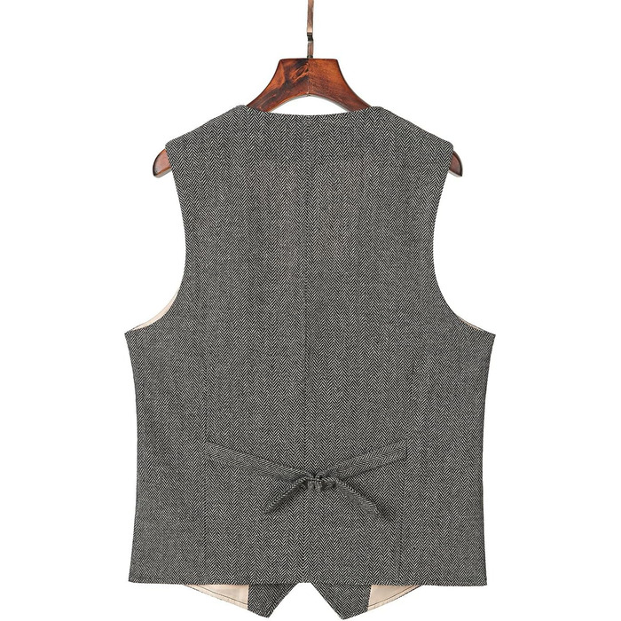 Стильний жилет чоловічий Solovedress Vintage з вовни, Regular Fit, для весілля та Groomsmen, сірий, XL