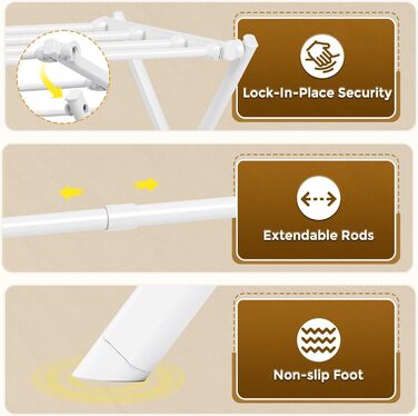 Сушарка для білизни KINGBOARD компактна складана, 6 рівнів, біла - для ванної, балкона