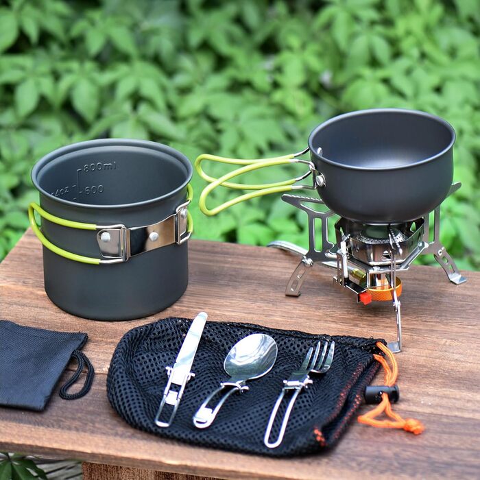 Набір посуду для кемпінгу з алюмінію, туристичний посуд, набір для пікніка та походів