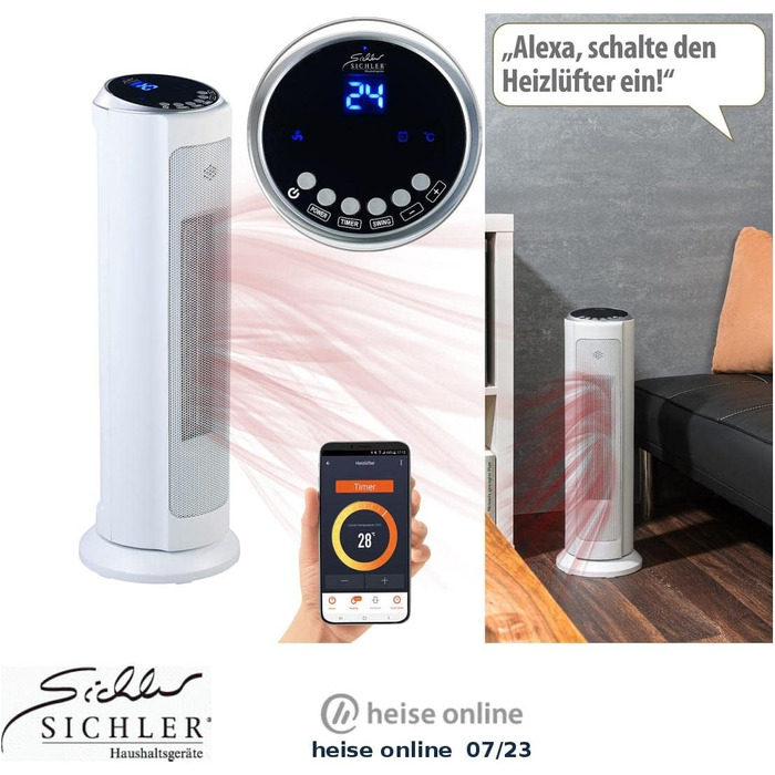 Обігрівач Sichler: Керамічний нагрівач з Wi-Fi, сумісний з Alexa та Google Assistant