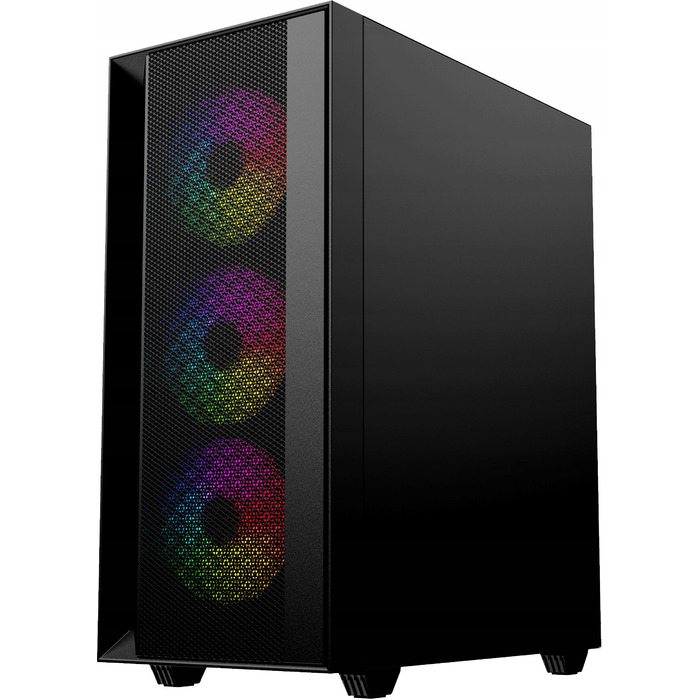 Ігровий корпус для ПК Gembird Fornax 4000 ARGB ATX Midi Tower, скло, чорний