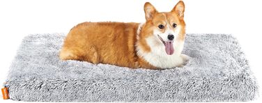 Feandrea Dog Bed, orthopedic dog cushion, padded with convoluted foam, removable and washable cover, size M, for small and medium dogs, 80 x 50 x 8 cm, PGW211G02 (L 95 x W 60 x H 8 cm, Ombré Gray)