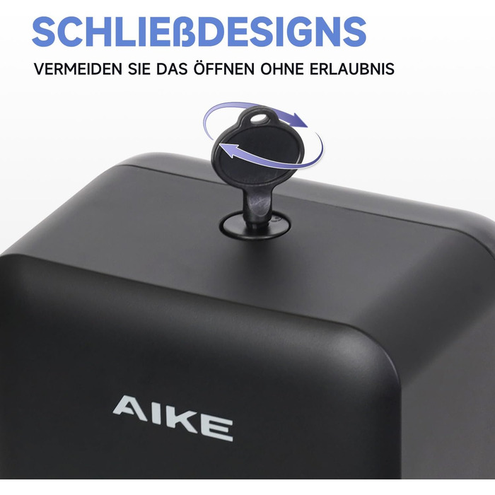 AIKE AK1006 800ML Soap Dispenser Wall Mount No Drilling, Manual Wall Soap Dispenser Made of Plastic, Liquid Soap Dispenser for Public Use, Matte Black