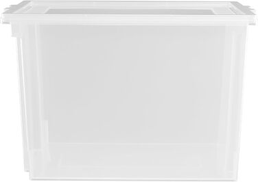 Iris Ohyama 30L Plastic Storage Boxes with Lid, 6 Large Stackable Boxes, BPA-Free, Laundry, Office, USB-M, Transparent - L42 x W35.5 x H26.5 cm